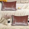 Luxe Boho Decor Art Pillowcase Set Solid Hippie Stylish UO Large Unique Velvet Pillow Cover Set of 2 (Rose, 24x24 Inches) view 4
