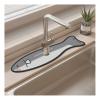 Faucet Absorbent Mat for Kitchen Sink|Creative Cute Cartoon Pattern Faucet Drip Catcher Fast Drying Mat|Splash Guard for Sink Faucet,Gray Fish,10x60cm(3.9x23.6in)-Hole Diameter 5cm(1.9in) view 1