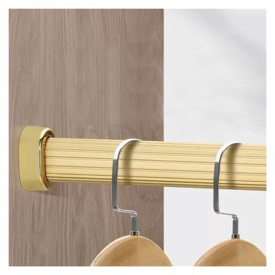 JYHHCYS Gold Heavy Duty Closet Bar for Hanging Clothes Aluminum, Detachable Oval Closet Rods/Wardrobes Pole for Cloakroom/Shower/Balcony (Color : Gold, Size : 115cm/45.3in)