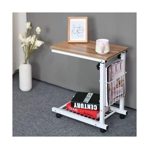 Coffee Table C-Shaped Side Table with Wheels Center Table Steel Paint Sofa Table Free Lifting Simple Accent Table End Table