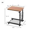 Coffee Table C-Shaped Side Table with Wheels Center Table Steel Paint Sofa Table Free Lifting Simple Accent Table End Table view 2