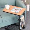 Coffee Table C-Shaped Side Table with Wheels Center Table Steel Paint Sofa Table Free Lifting Simple Accent Table End Table view 3