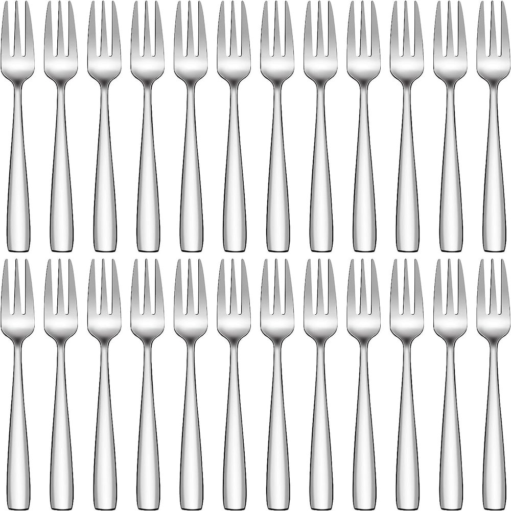 Tivcck 24-Piece Dessert Forks - Stainless Steel, 5.4 Inch Small, 3-Tine Mini Salad & Fruit Forks, Mirror Polished, Dishwasher Safe