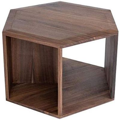 FAiruo Side Table Bedside Tables End Tables Side Table Coffee Table Black Walnut Wood Hexagon Coffee Table Tea Table, Bedroom Bedside Reading Sofa Table, Living Room Solid Wood Small Couch Corner Ta