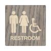 ADA Square Restroom Bathroom Sign - Modern Signage - 8"x8" Size - Contemporary Decor - Braille & Handicap Accessible (Gray Oak, with Handicap Figure) view 1