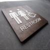 ADA Square Restroom Bathroom Sign - Modern Signage - 8"x8" Size - Contemporary Decor - Braille & Handicap Accessible (Gray Oak, with Handicap Figure) view 3