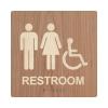 ADA Square Restroom Bathroom Sign - Modern Signage - 8"x8" Size - Contemporary Decor - Braille & Handicap Accessible (Natural Cherry, with Handicap Figure) view 1