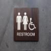 ADA Square Restroom Bathroom Sign - Modern Signage - 8"x8" Size - Contemporary Decor - Braille & Handicap Accessible (Natural Cherry, with Handicap Figure) view 2