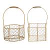 1Pcs Metal Wedding Basket With Handle Metal Iron Geometric Flower Girl Basket Gold Decorated Basket(#1) view 4