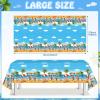 6 Pack Summer Beach Plastic Tablecloth Party Decorations, Disposable Aloha Luau Hawaiian Tablecloth, Flamingo Surfboard Table Cover for Summer Beach Pool Hawaiian Theme Party Decorations, 54 x 108Inch view 2