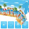 6 Pack Summer Beach Plastic Tablecloth Party Decorations, Disposable Aloha Luau Hawaiian Tablecloth, Flamingo Surfboard Table Cover for Summer Beach Pool Hawaiian Theme Party Decorations, 54 x 108Inch view 3