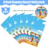 6 Pack Summer Beach Plastic Tablecloth Party Decorations, Disposable Aloha Luau Hawaiian Tablecloth, Flamingo Surfboard Table Cover for Summer Beach Pool Hawaiian Theme Party Decorations, 54 x 108Inch view 4