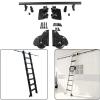 3.3ft-20ft Rolling Rustic Black Steel Sliding Library Office Ladder Hardware Track Set Kit (No Ladder), Rolling Ladder Hanger Rail Round Tube Mobile Ladder Rail (Size : 13ft/400cm view 1