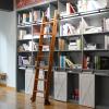 3.3ft-20ft Rolling Rustic Black Steel Sliding Library Office Ladder Hardware Track Set Kit (No Ladder), Rolling Ladder Hanger Rail Round Tube Mobile Ladder Rail (Size : 13ft/400cm view 3