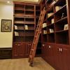 3.3ft-20ft Rolling Rustic Black Steel Sliding Library Office Ladder Hardware Track Set Kit (No Ladder), Rolling Ladder Hanger Rail Round Tube Mobile Ladder Rail (Size : 13ft/400cm view 4