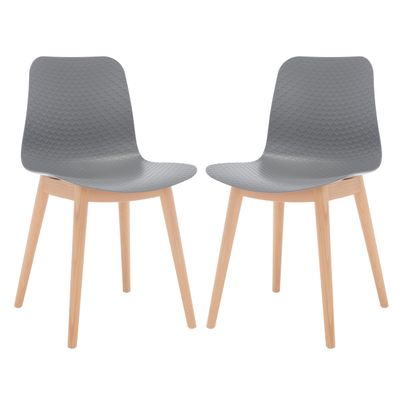 SAFAVIEH Couture Collection Haddie Retro Grey/Natural Molded Plastic Dining Chair Set of 2