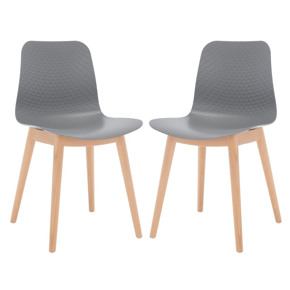 SAFAVIEH Couture Collection Haddie Retro Grey/Natural Molded Plastic Dining Chair Set of 2