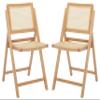 SAFAVIEH Couture Collection Desiree Tropical Coastal Natural Cane Solid Wood Folding Dining Chair Set of 2 (Fully Assembled) view 1