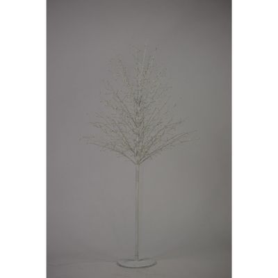 Hi-Line Gift Ltd. 59" Pre-Lit Micro Dot White Artificial Tree, LED Warm White Lights