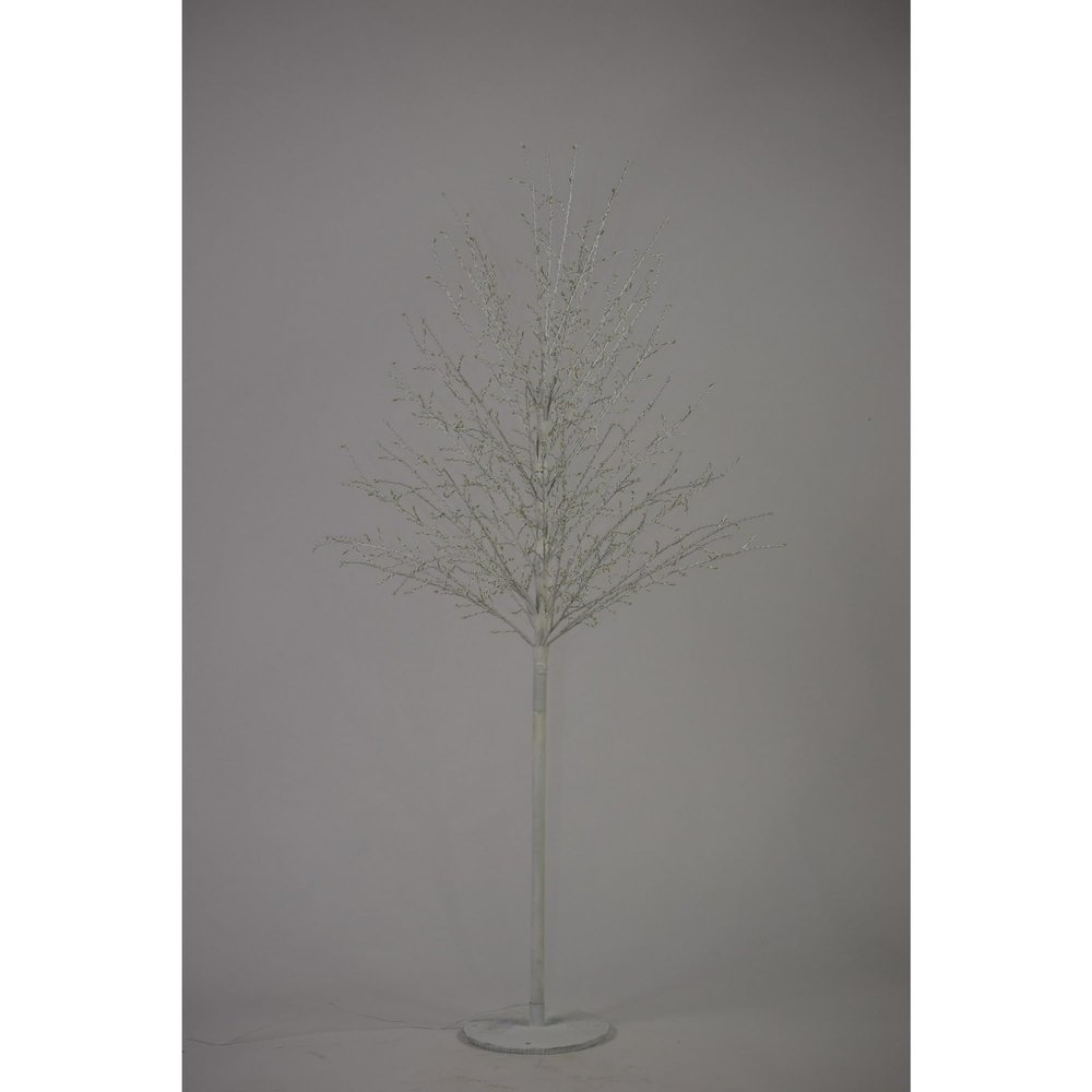 Hi-Line Gift Ltd. 59" Pre-Lit Micro Dot White Artificial Tree, LED Warm White Lights