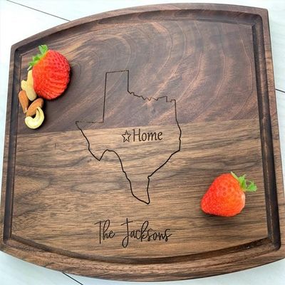 Pick Your State/Province Personalized Cutting Board, Engraved Cutting Board, Housewarming Gift, Anniversary Gift, California, Texas, 090 (Cherry, 12" x 9")