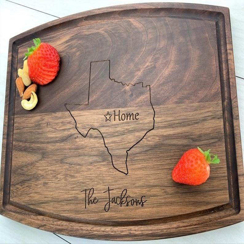 Pick Your State/Province Personalized Cutting Board, Engraved Cutting Board, Housewarming Gift, Anniversary Gift, California, Texas, 090 (Cherry, 12" x 9")