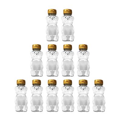 CLEARVIEW CONTAINERS - 12 Ounce Clear Plastic Squeezable Honey Bears with Sealable Flip Top Lids - BPA Free, Hand Wash Only (Gold, 12 Pack)