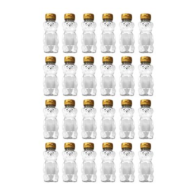 CLEARVIEW CONTAINERS - 12 Ounce Clear Plastic Squeezable Honey Bears with Sealable Flip Top Lids - BPA Free, Hand Wash Only (Gold, 24 Pack)