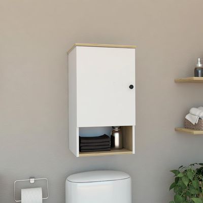 Medicine Cabinet Porto, Two Internal Shelves, Single Door, One Shelf - Light Oak/White