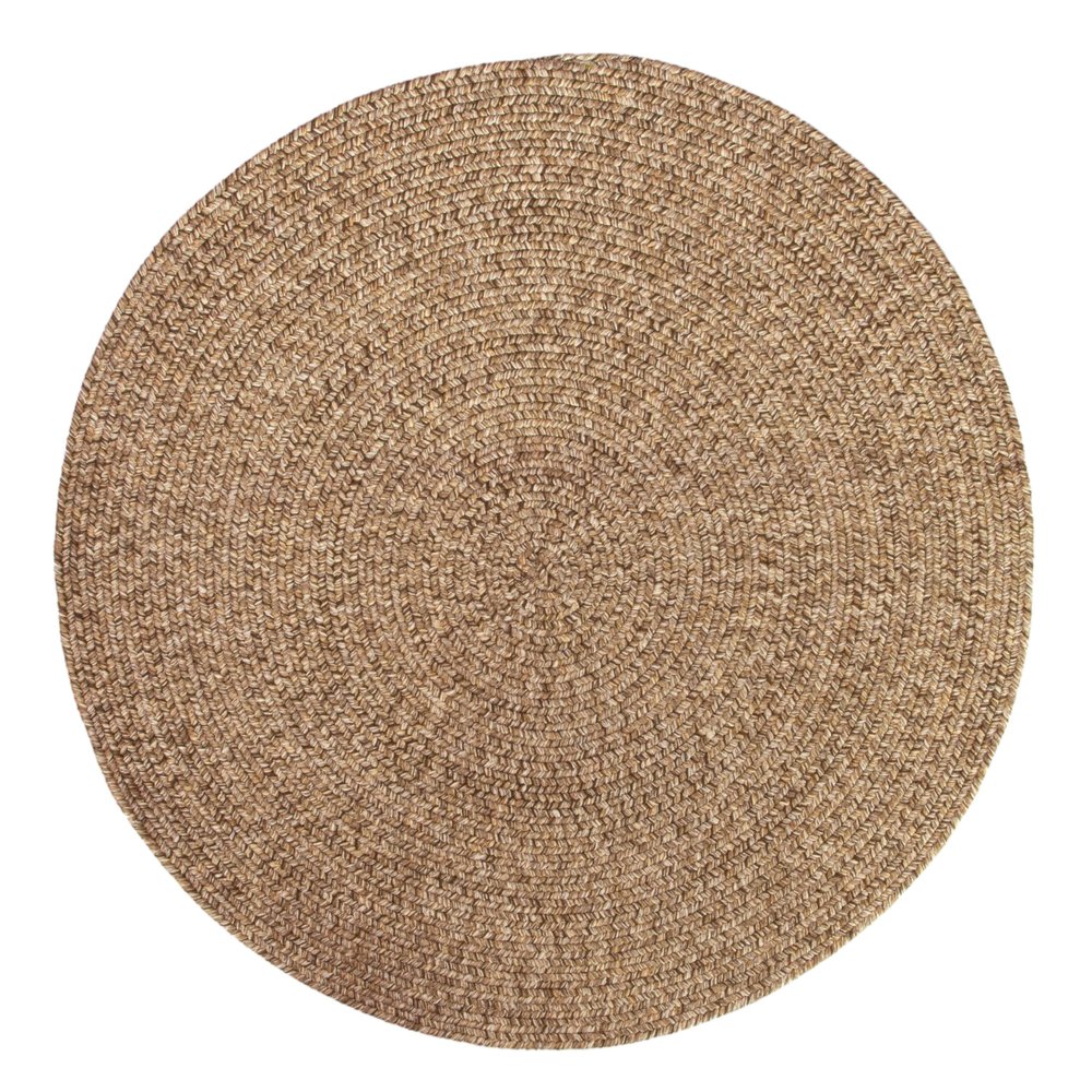 Super Area Rugs Rustic Farmhouse Living Indoor/Outdoor Reversible Braided Rug - Made in USA - Brown Mix 4' Round