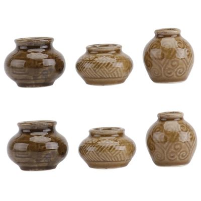 6 Pcs Mini Ceramic Jar Container Home Decoration Miniature Dollhouse Light House Decorations for Home Mini Vase Mini Flower Vase Porcelain Furniture Food Play Ceramics Pocket