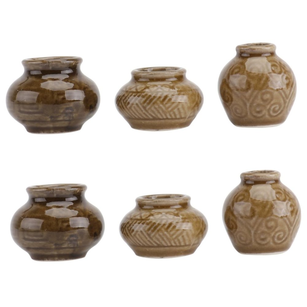 6 Pcs Mini Ceramic Jar Container Home Decoration Miniature Dollhouse Light House Decorations for Home Mini Vase Mini Flower Vase Porcelain Furniture Food Play Ceramics Pocket