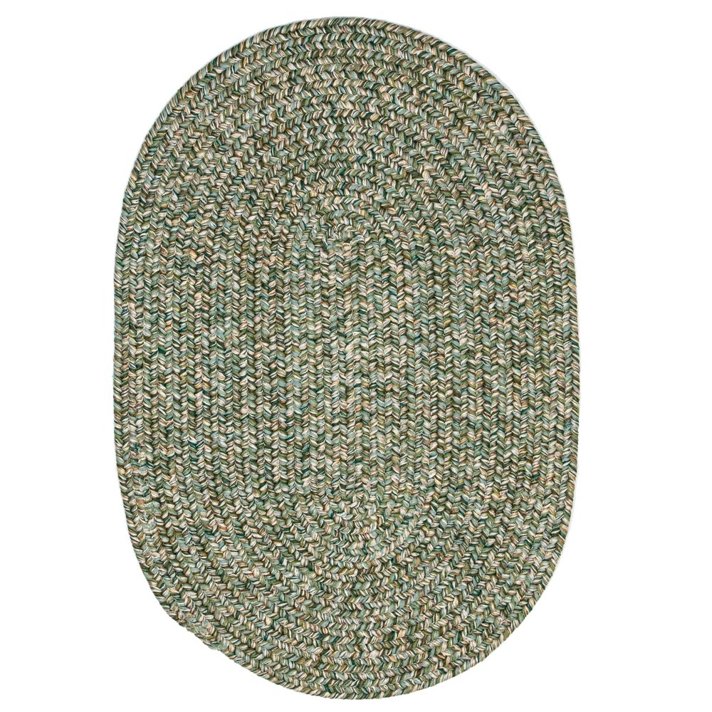 Super Area Rugs Rustic Farmhouse Living Indoor/Outdoor Reversible Braided Rug - Made in USA - Green Mix 8' X 11' Oval