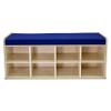 FDP Natural Birch 8-Compartment Storage Bench with Comfortable Blue Vinyl Seat (16" H) Organize Shoes, Hats, Toys - Durable Furniture for Home, Daycare, Preschool, Montessori Classroom, 14047-NTBL view 3