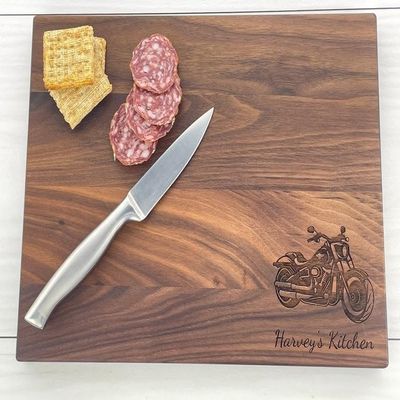 Personalized Cutting Board, Custom Cutting Board, Motorcycle Themed Gift, Biker Gift, Motorcycle Enthusiasts Gift, Biker Memorial Gift, 115 (Cherry, Handle 16" x 10.5")