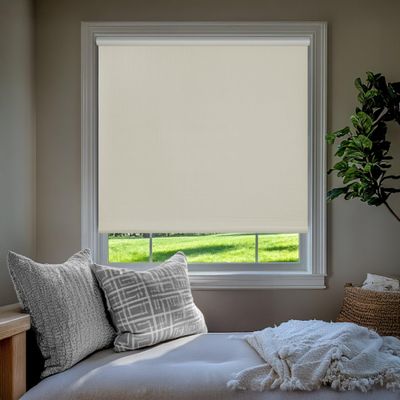CHICOLOGY Blackout Custom Roller Shades, Cordless Blinds, Window Shades for Home, Roller Window Shades,Window Treatments, Door Blinds, Blackout Shades, Ivory Textured, 28.5" W X 64" H