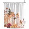 Anzona Thanksgiving Waterproof Shower Curtains Set - Extra Long 72 x 84 Inch, Orange Pink Pumpkin Fall Flower Leaf Polyester Fabric Bathroom Curtain with 12 Hooks, Bathroom Accessories, 1 Panel view 2