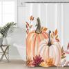 Anzona Thanksgiving Waterproof Shower Curtains Set - Extra Long 72 x 84 Inch, Orange Pink Pumpkin Fall Flower Leaf Polyester Fabric Bathroom Curtain with 12 Hooks, Bathroom Accessories, 1 Panel view 3