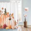 Anzona Thanksgiving Waterproof Shower Curtains Set - Extra Long 72 x 84 Inch, Orange Pink Pumpkin Fall Flower Leaf Polyester Fabric Bathroom Curtain with 12 Hooks, Bathroom Accessories, 1 Panel view 4