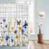Anzona Spring Flower Waterproof Shower Curtains Set - Small 36 x 78 Inch, Blue Yellow Floral Butterfly Wheat Ear Wood Grain Polyester Fabric Bathroom Curtain, Bathroom Accessories, 1 Panel view 4