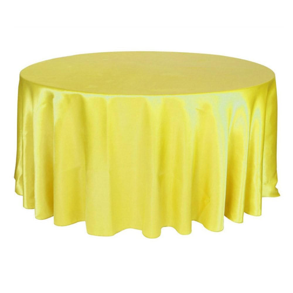 IsolaY 228cm Round Satin Table Cloth Tablecloth Table Cover Overlay for Birthday Wedding Banquet Restaurant Festival Party Supply,Yellow,275cm Round,108inch