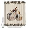 Anzona Thanksgiving Waterproof Shower Curtains Set - Extra Long 72 x 84 Inch, Floral Paint Pumpkin Black Flower Fall Burlap Polyester Fabric Bathroom Curtain, Bathroom Accessories, 1 Panel view 2
