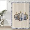 Anzona Thanksgiving Waterproof Shower Curtains Set - Standard 66 x 72 Inch, Floral Paint Pumpkin Blue Flower Lace Fall Burlap Polyester Fabric Bathroom Curtain, Bathroom Accessories, 1 Panel view 1