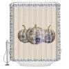 Anzona Thanksgiving Waterproof Shower Curtains Set - Standard 66 x 72 Inch, Floral Paint Pumpkin Blue Flower Lace Fall Burlap Polyester Fabric Bathroom Curtain, Bathroom Accessories, 1 Panel view 2