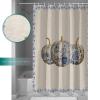 Anzona Thanksgiving Waterproof Shower Curtains Set - Standard 66 x 72 Inch, Floral Paint Pumpkin Blue Flower Lace Fall Burlap Polyester Fabric Bathroom Curtain, Bathroom Accessories, 1 Panel view 4