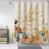 Anzona Thanksgiving Waterproof Shower Curtains Set - Standard 66 x 72 Inch, Watercolor Pumpkin Teal Orange Leaves Fall Burlap Polyester Fabric Bathroom Curtain, Bathroom Accessories, 1 Panel view 1
