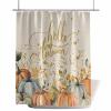 Anzona Thanksgiving Waterproof Shower Curtains Set - Standard 66 x 72 Inch, Watercolor Pumpkin Teal Orange Leaves Fall Burlap Polyester Fabric Bathroom Curtain, Bathroom Accessories, 1 Panel view 2