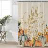 Anzona Thanksgiving Waterproof Shower Curtains Set - Standard 66 x 72 Inch, Watercolor Pumpkin Teal Orange Leaves Fall Burlap Polyester Fabric Bathroom Curtain, Bathroom Accessories, 1 Panel view 3