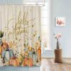 Anzona Thanksgiving Waterproof Shower Curtains Set - Standard 66 x 72 Inch, Watercolor Pumpkin Teal Orange Leaves Fall Burlap Polyester Fabric Bathroom Curtain, Bathroom Accessories, 1 Panel view 4