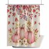 Anzona Thanksgiving Waterproof Shower Curtains Set - Small 36 x 78 Inch, Fall Pink Orange Pumpkin Flower Watercolor Burlap Polyester Fabric Bathroom Curtain, Bathroom Accessories, 1 Panel view 2